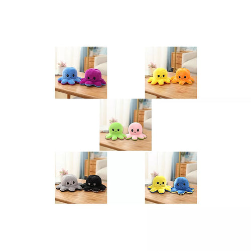 Link Moody Reversible Emotion Octopus Plushie Sad/Happy Express Your Emotions Moody Plush Toy Sensory Fidget Toy for Stress Relief