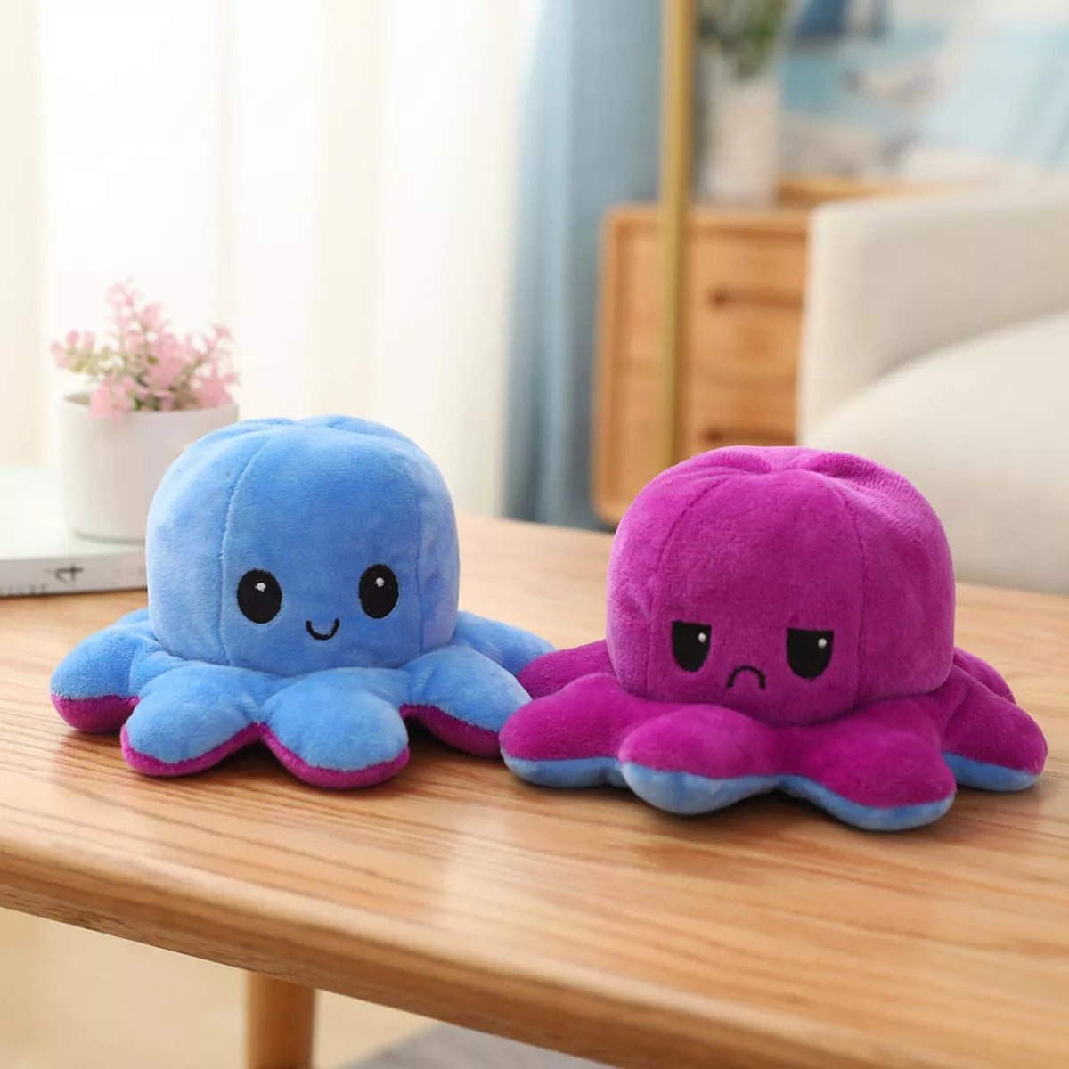 Link Moody Reversible Emotion Octopus Plushie Sad/Happy Express Your Emotions Moody Plush Toy Sensory Fidget Toy for Stress Relief
