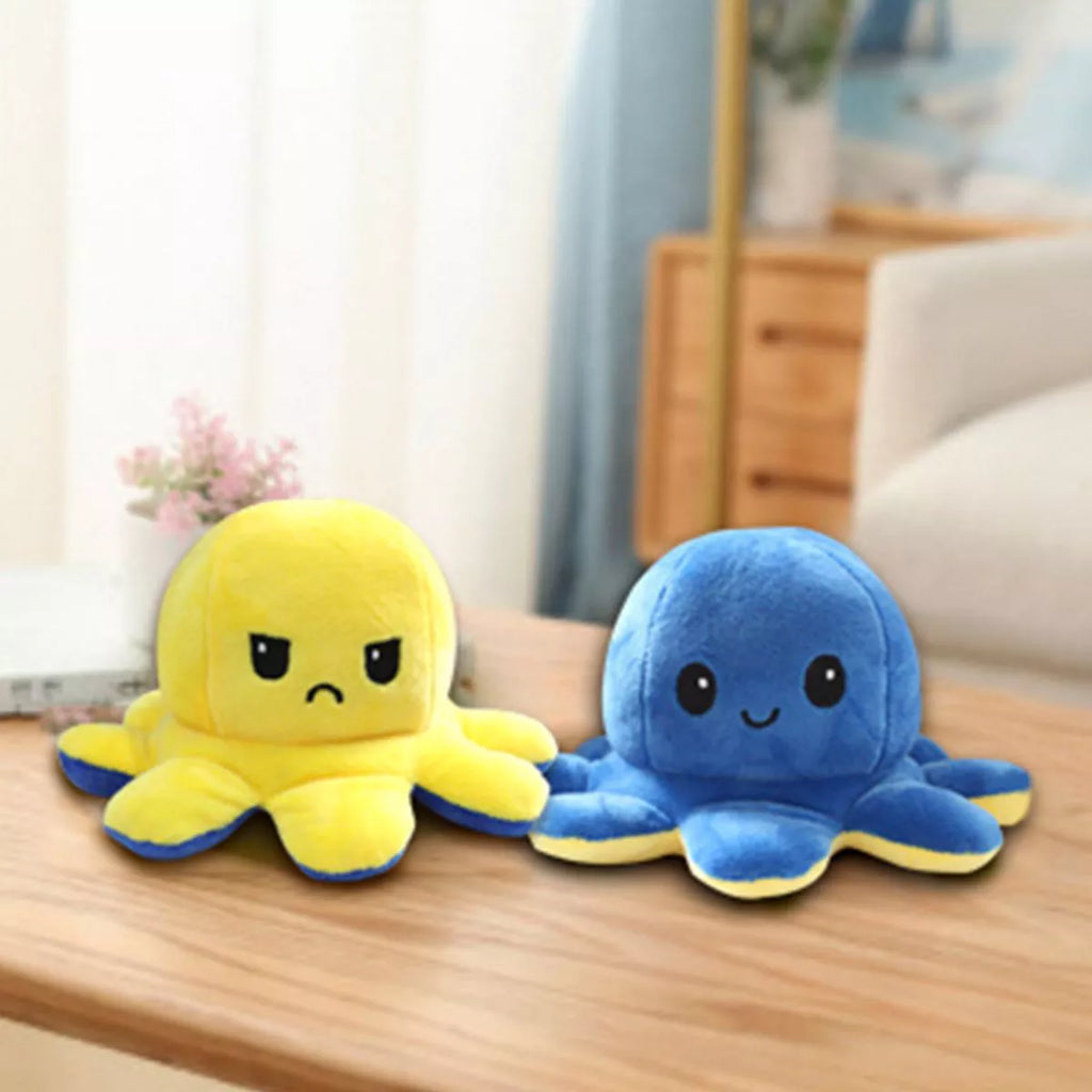 Link Moody Reversible Emotion Octopus Plushie Sad/Happy Express Your Emotions Moody Plush Toy Sensory Fidget Toy for Stress Relief