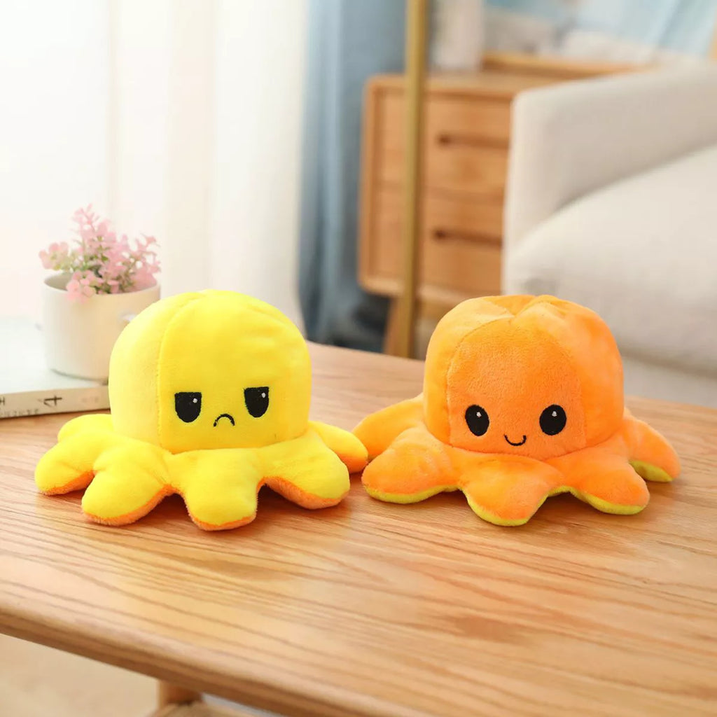 Link Moody Reversible Emotion Octopus Plushie Sad/Happy Express Your Emotions Moody Plush Toy Sensory Fidget Toy for Stress Relief
